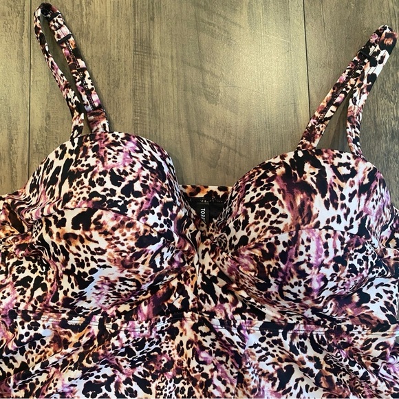 Torrid • Animal Print One-Piece Babydoll Swimsuit • Size 1X 14/16 • Like new!! - Picture 4 of 9